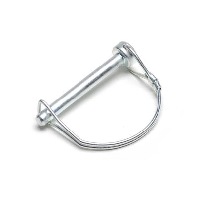 1/4'' Round Wire Lock Pin Carbon Steel White Zinc Effective Length 1-3/4'' For Trailer Couplings And Hitches