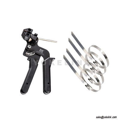 Adjustable Tensioning and Cutting Tool 200pcs 304 Self-Locking Fastening Stainless Steel Cable Tie Gun