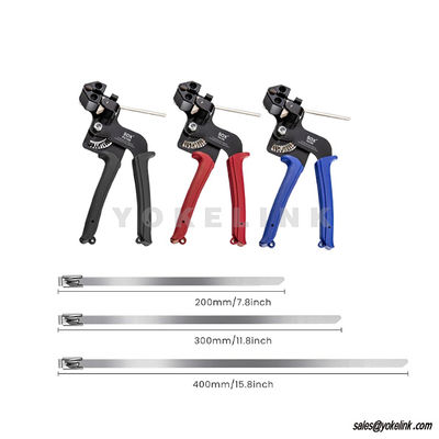 100pcs 11.8 Inch Stainless Steel Cable Tie Tool Zip Gun Metal Zip Tensioner with Built-in Cutter Release Tool Cable Tie Gun