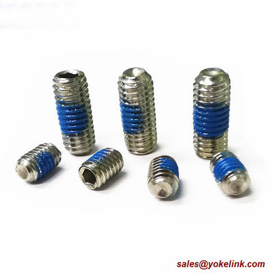 ASME B18.3, DIN 913 Stainless Steel Socket Set screws with Flat Point, Nylok patch