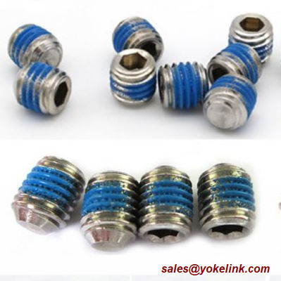 ASME B18.3, DIN 916 Stainless Steel Socket Set screws with Cup Point, Nylok patch