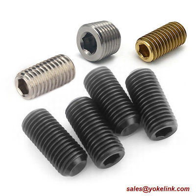ASME B18.3, DIN 916 Brass Socket Set screws with Cup Point, Nylok patch