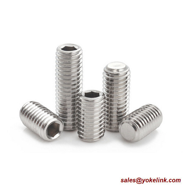 ASME B18.3, DIN 913 Stainless Steel Socket Set screws with Flat Point, Nylok patch